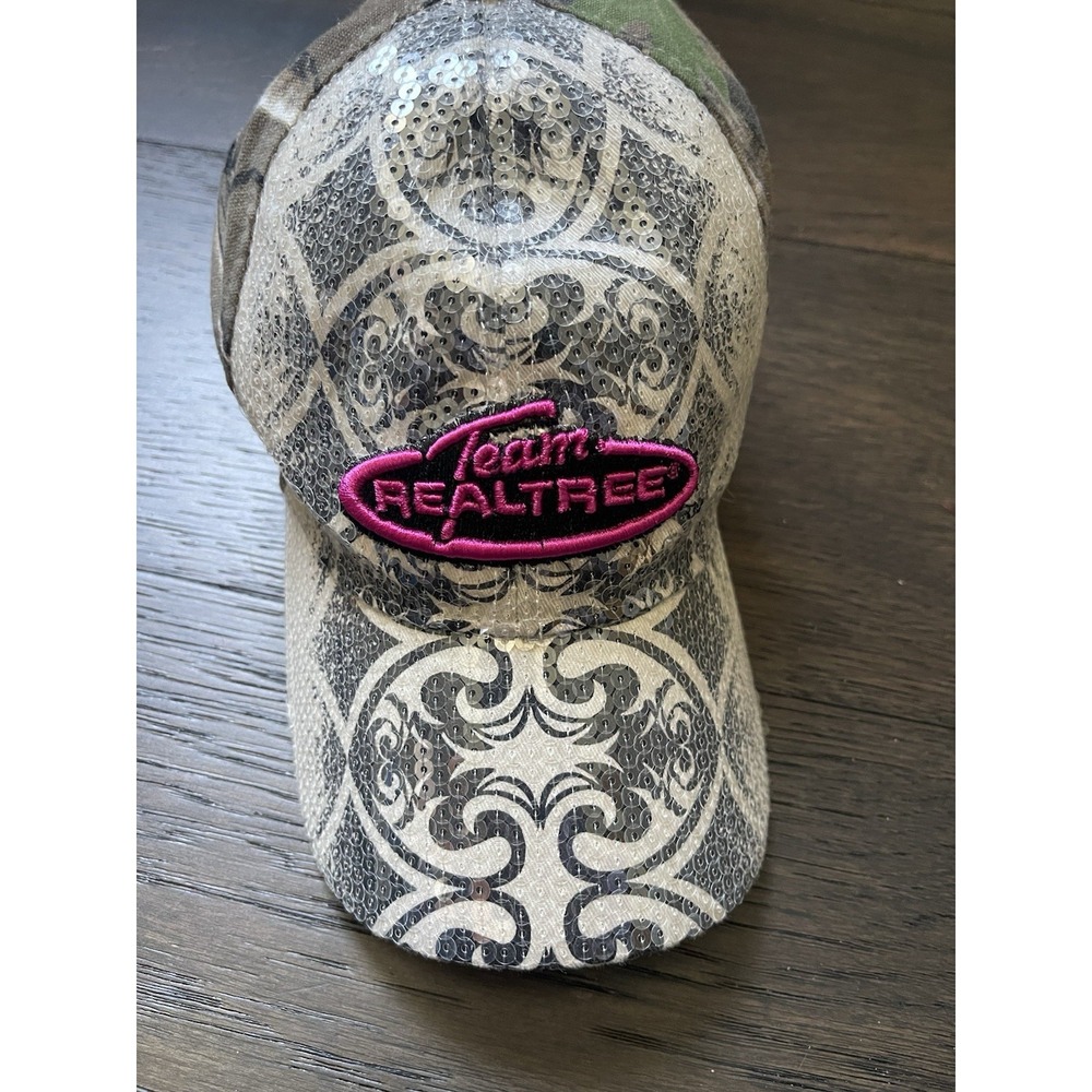 Team Realtree Hat Tribal Sequin & Camo Women's Adjustable Cap Pink Logo